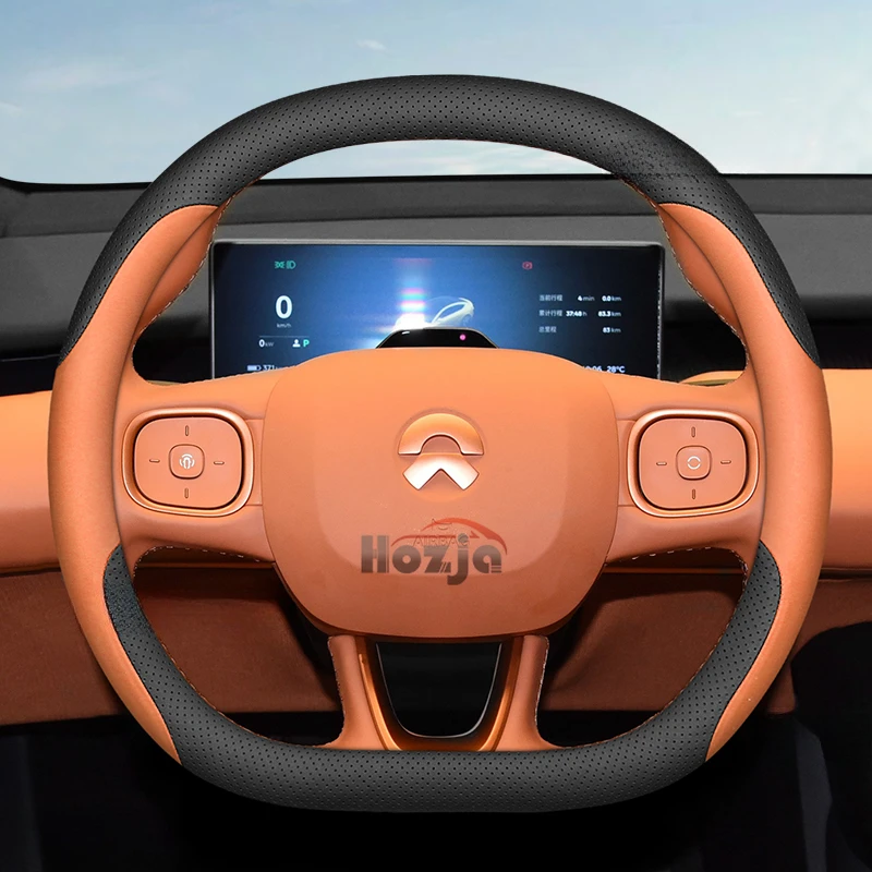 

D Type Leather Car Steering Wheel Cover for NIO ET5T ET5 ES6 EC6 ET7 ES8 EC7 EL6 EL7 EL8 No Need To Sew Accessories By Hand