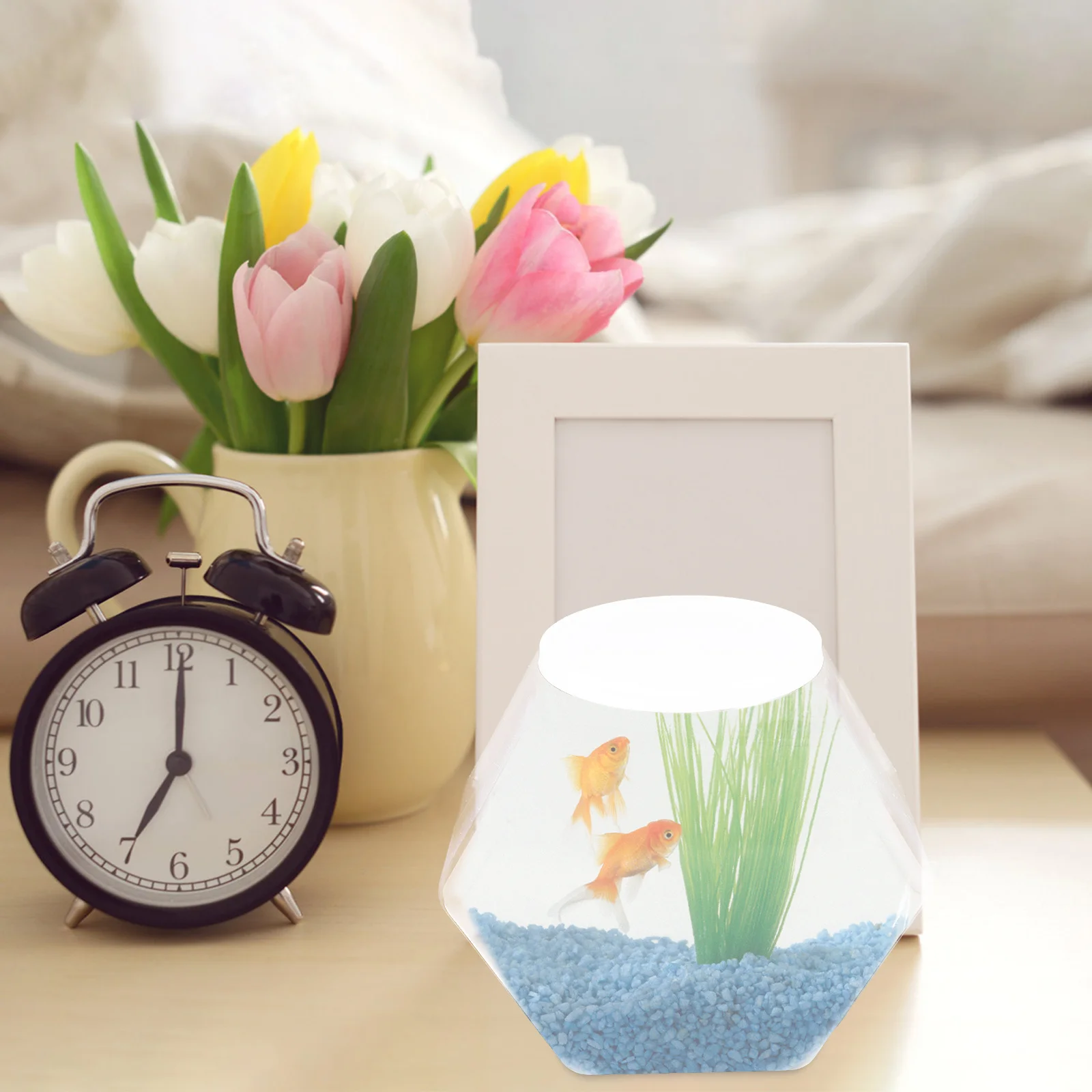 

2Pcs Anti-Falling Fish Tank Versatile Placement Betta Fish Bowl Transparent Desktop Small Aquarium Plastic Fishbowl