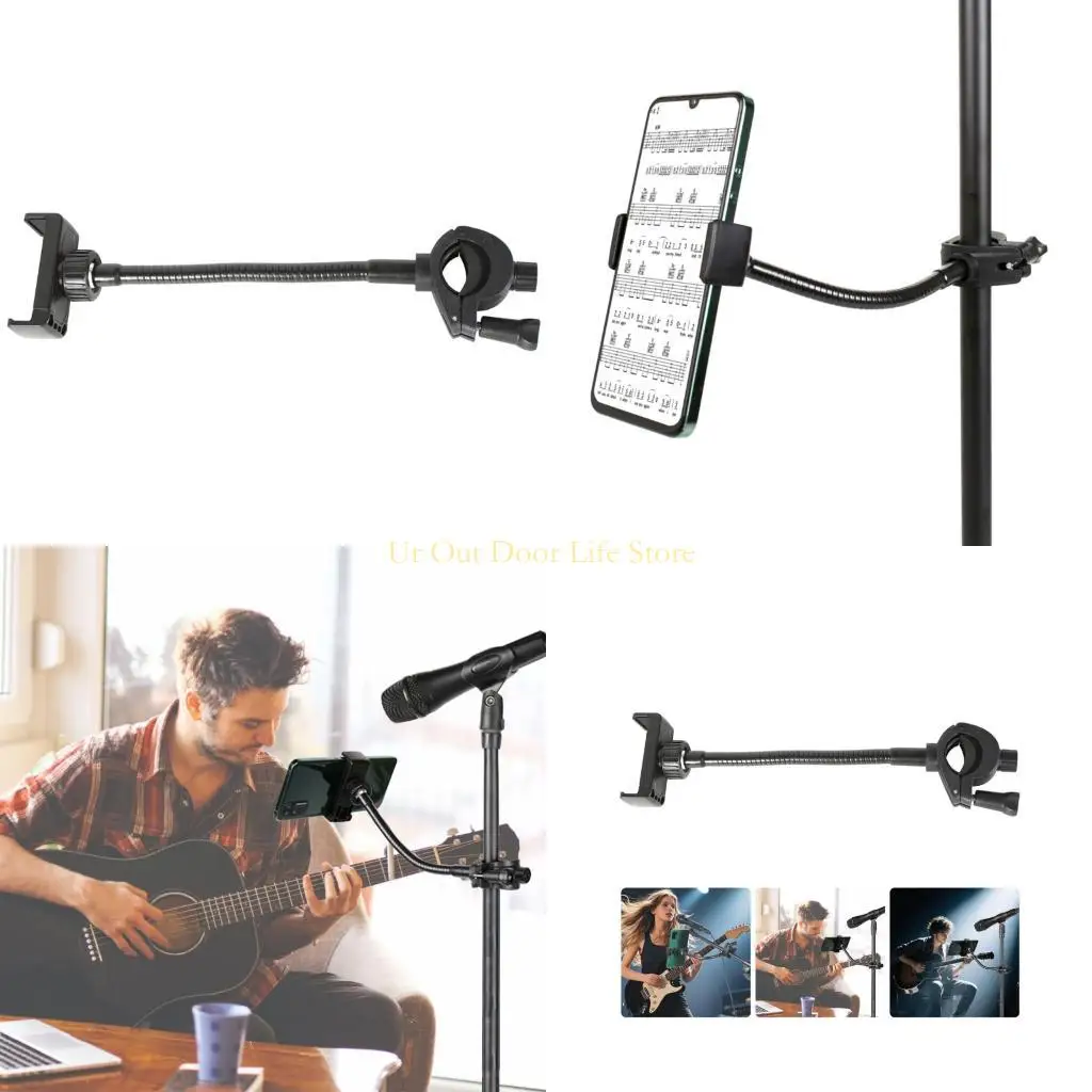 

77UF Flexible Phone Mount Microphone Stands Phone Stand Adjustable Gooseneck Holder Suitable for Various Phones Models
