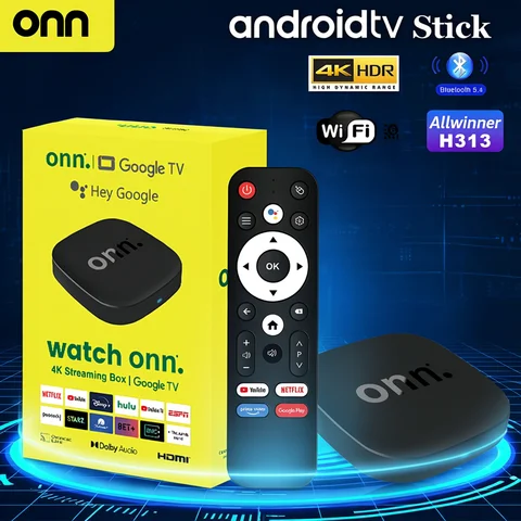 Onn 4K Android 13 Smart TV Box 4K Quad Core Set-Top Box 5G Connectivity 8GB 128G Voice Remote for Streaming Media Player