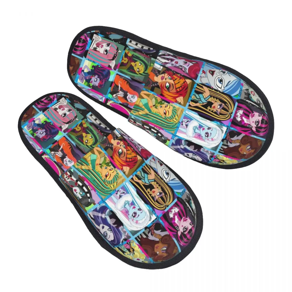 Custom Print Women Monsters High School House Slippers Soft Warm Memory Foam Fluffy Slipper Indoor Outdoor Shoes