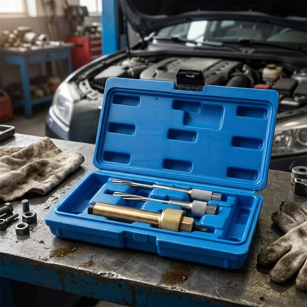 Slide Hammer Glow Pin Extractor System with 3-Piece Tool Configuration for Standard Automotive Glow Applications