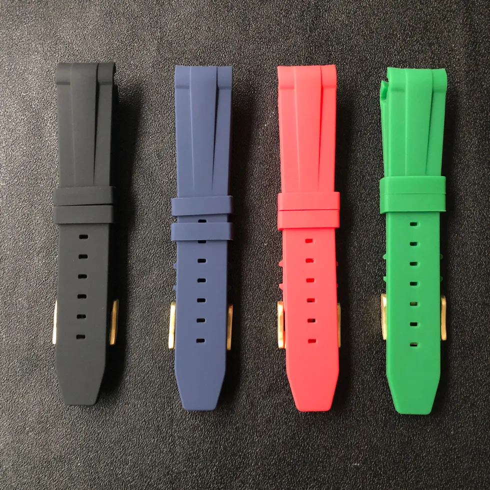 Watch Accessories Rubber Watch Strap Luminous/Non-luminous Watch Band 20mm*18mm with Stainless Steel Gold Buckle DIY Repair Part