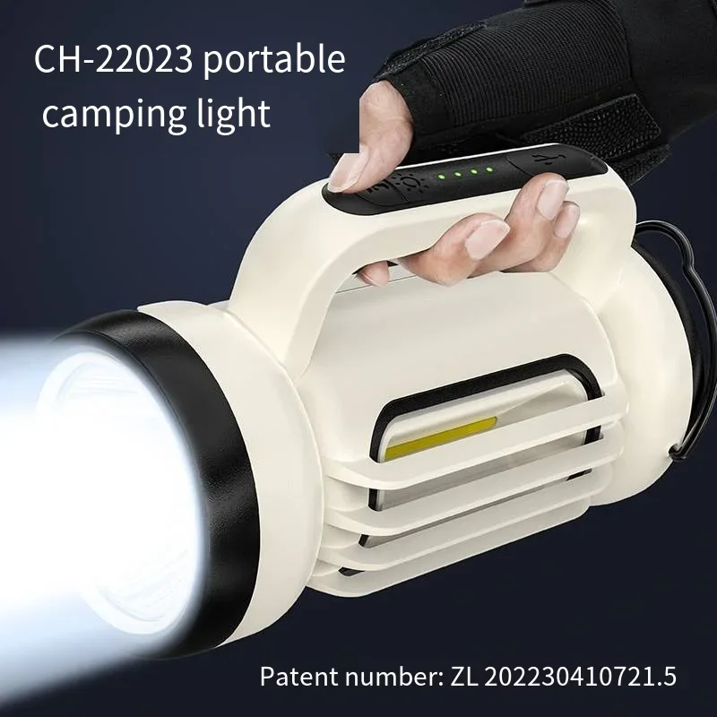 Powerful Handheld Searchlight LED USB Portable Hand Tent Lamp Camping Tent Travel Fishing Lanterns Lights Hanger Powerbank 18650