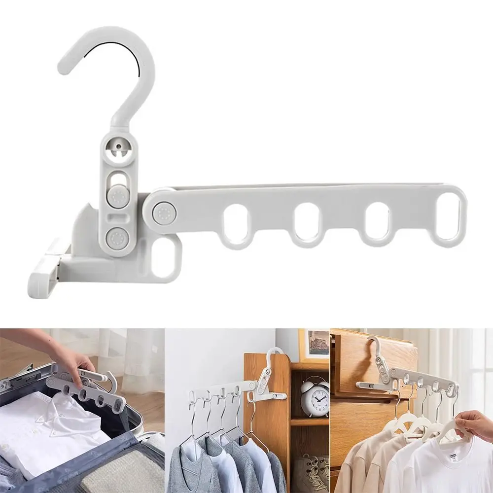 Portable Foldable Clothes Drying Rack Angle Adjustable Multi-function Clothes Hanger Five-hole Clothes Hook Hotels