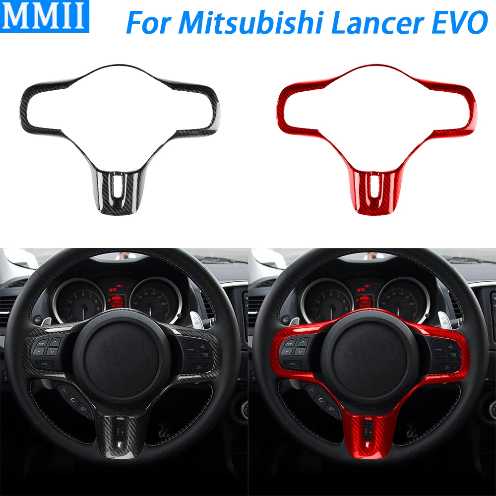 For Mitsubishi Lancer Evolution EVO X 10th 2008-2016 Real Carbon Fiber Steering Wheel Cover Car Interior Decoration Accessories