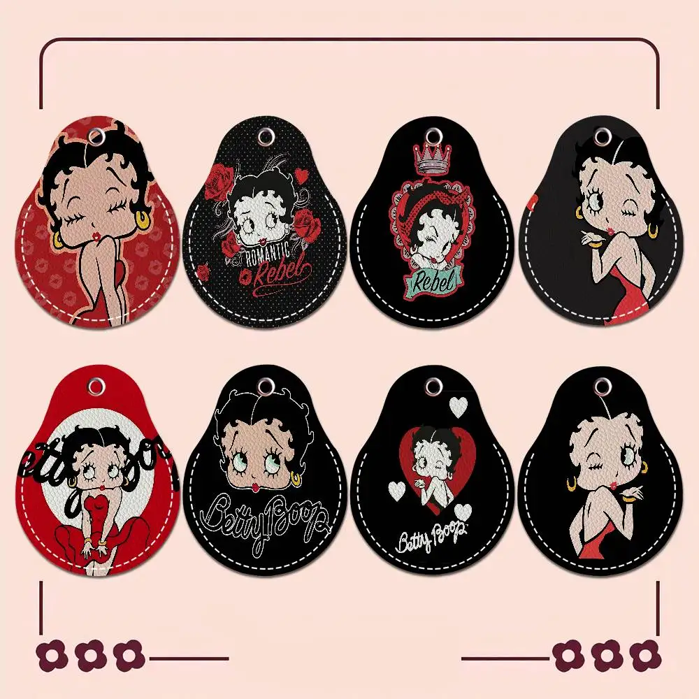 B-Bettys B-Boops PU Access Case Anti-lost Anti-fall Card Holder Keychain Accessories Fingerprint-proof Key Tag Ring