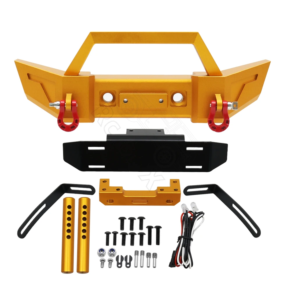 1/10 RC Crawler Axiale SCX10 iii AXI03006 Jeep Gladiator JLU Wrangler Upgrade Onderdelen Metalen Voor Achter Bumper met LED verlichting