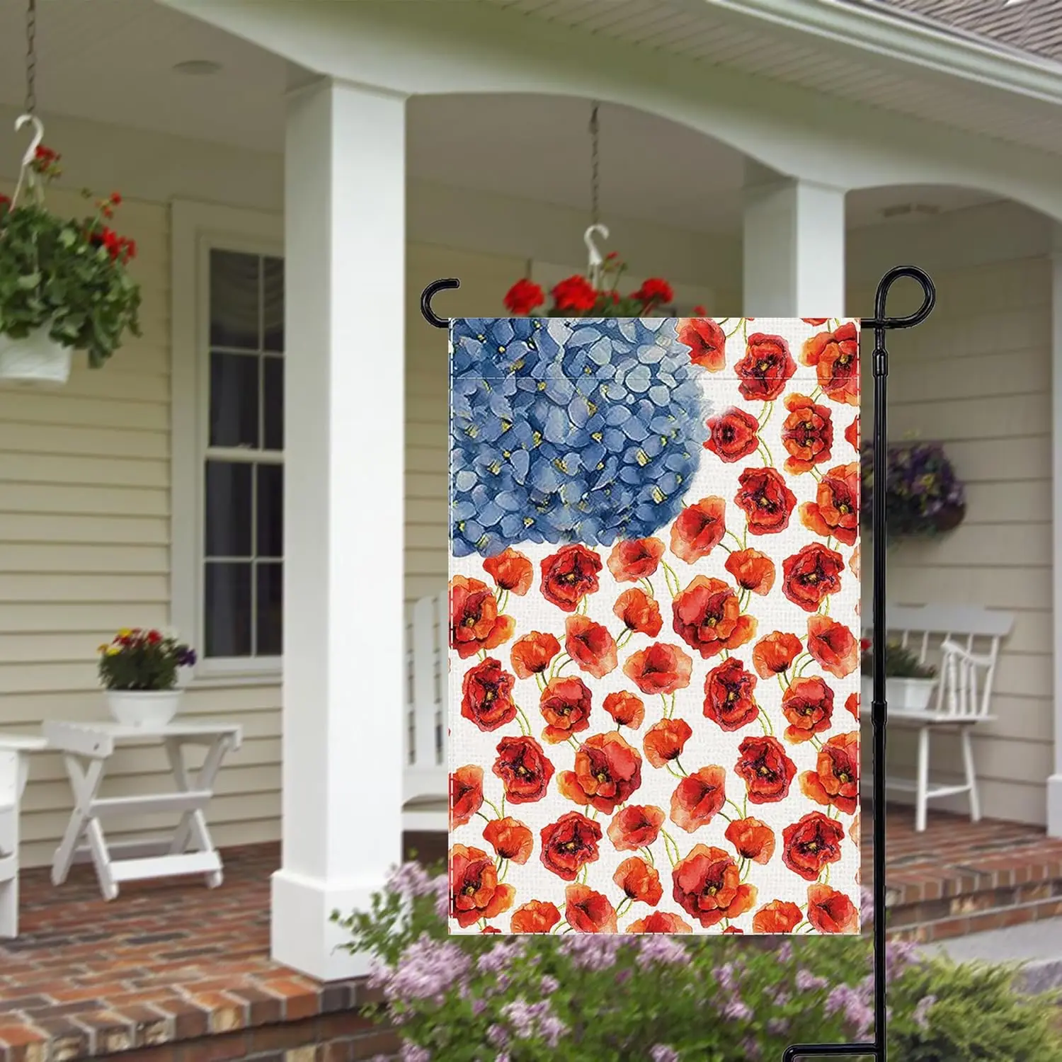 Memorial Day Garden Flag 4th of July Patriotic Poppy Welcome Vertical Small Flags for Outside, 12x18 Inch Summer Spring Flow ZZM