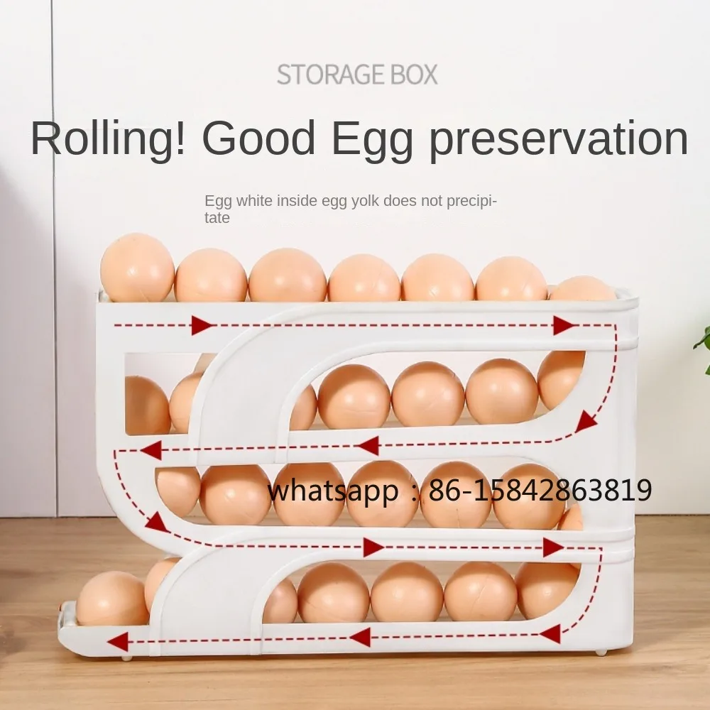 3 Layer / 4 Layer Automatic Egg Roller New Household Kitchen Dedicated Egg Roller Rack Space Saving Large Capacity Egg Organiser