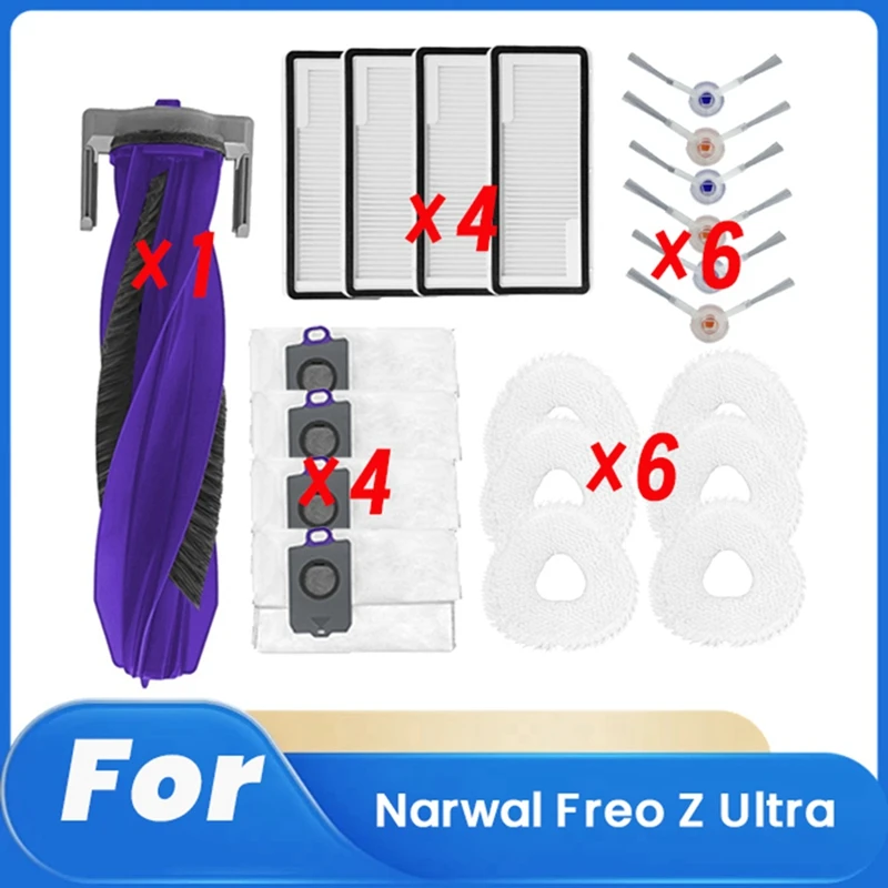 A44F-21 قطعة ل Narwal Freo Z الترا مكانس كهربائية للكنس اكسسوارات نظافة أجزاء استبدال الجانب الرئيسي فرشاة ممسحة مجموعة مرشحات