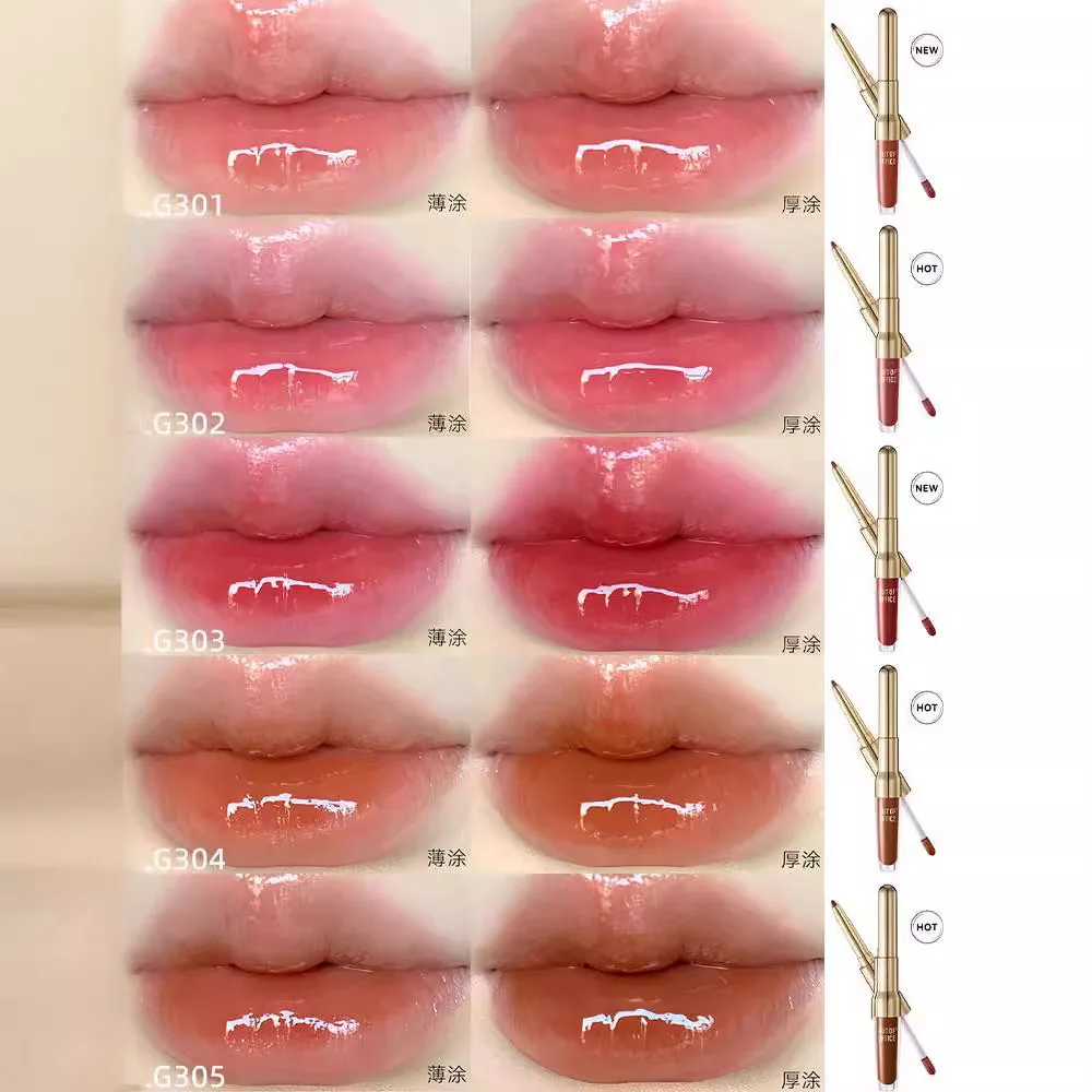 Out of Office 2IN1 Essence Lip Liner & Gloss OOO Mirror ลิปสติก Lip Liner Moisturizing Lip Gloss ความงามที่หายากหญิง Maks