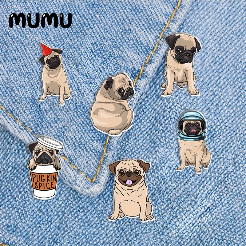 2023 New Funny Pug risvolto Pin Little Pugs spille acriliche fatti a mano gioielli epossidici camicia borsa distintivo