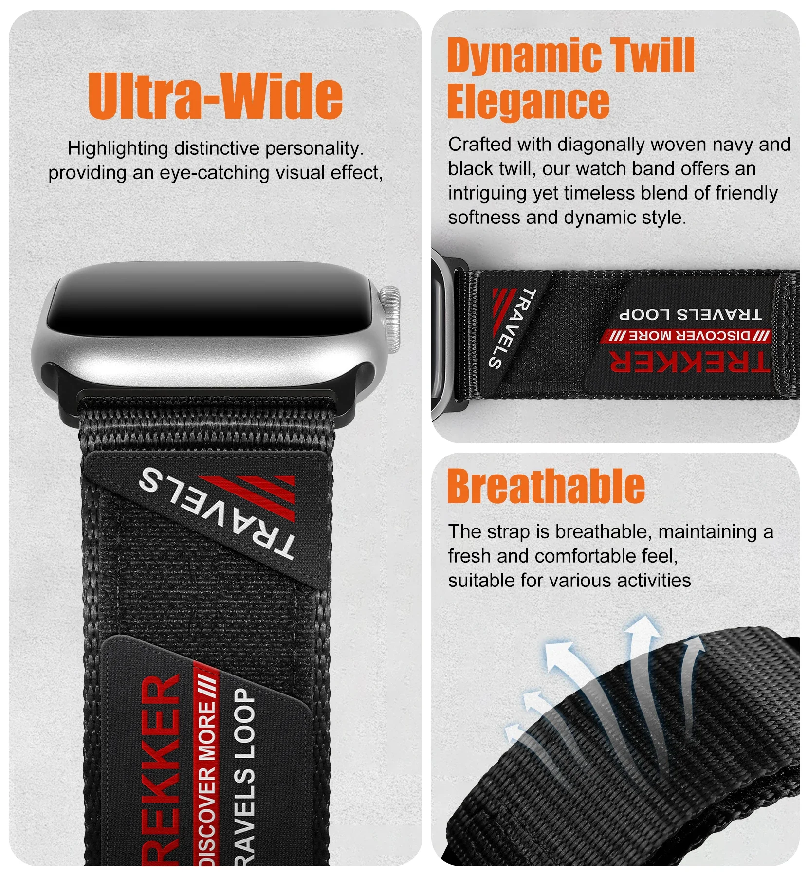 Trail Loop สําหรับ Apple Watch สายรัด 46 มม.42 มม.44 มม.45 มม.49 มม.40 มม.41 มม.ไนลอนสร้อยข้อมือกีฬา iWatch ultra 2 series 10 9 8 7 se Band