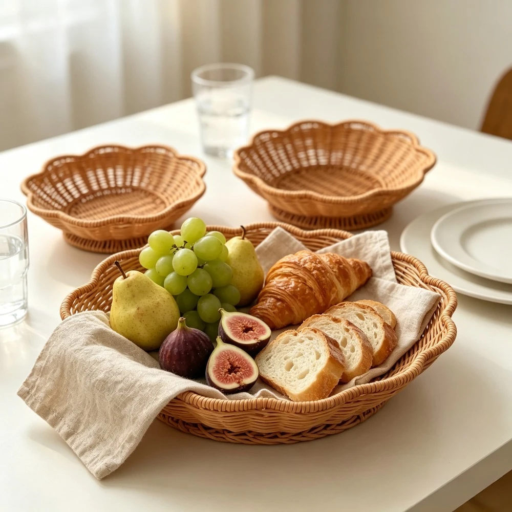 Compost Bin Countertop - Handwoven Fruit Basket for Kitchen Countertop