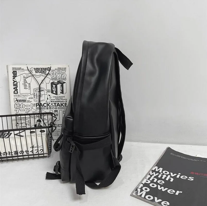 Nueva mochila informal de PU para hombre, mochila de ordenador de Color sólido a la moda, bolso de hombro para mujer, mochila escolar para estudiantes