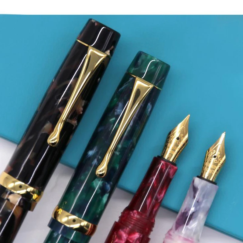 

Jinhao Resin Barrel Fountain Pen 0.38mm EF/F/M/Bent Fine Nib Gold Trim With Converter Writing Business Office School Supplies