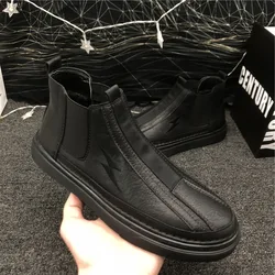 Casual Shoes Men's Boots Versatile Fashion High Top Shoes Retro Casual Leather Shoes Plush Cotton Shoes Men Shoes