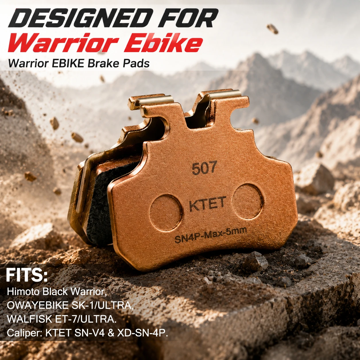 

Warrior Ebike Brake Pads Semi-Metallic for Himoto WALFISKET ET-7 KTET SN-V4 XD-SN-4P 4 Piston Hydraulic Disc Brake