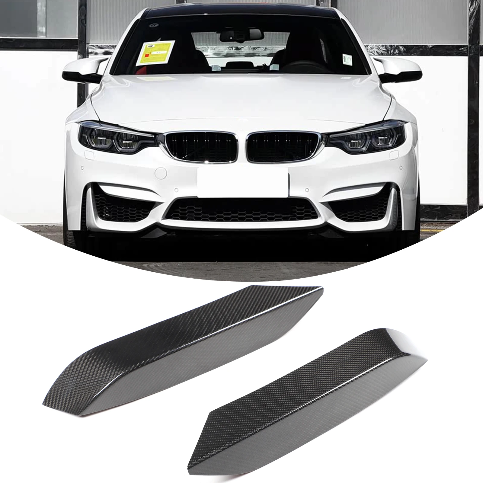 

Car Front Bumper Cover Trim Sticker Real Carbon Fiber Bumper Protector Cover Car Accessories For BMW M3 M4 F80 F82 2015-2019