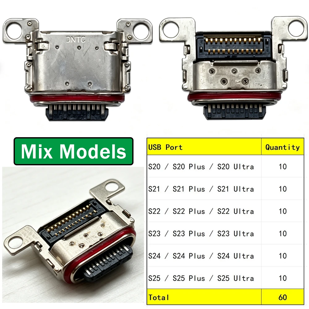 50Pcs, USB Charging Port Connector Charge Jack Socket Dock For Samsung S20 S21 S22 S23 S24 S25 Plus Ultra Fe