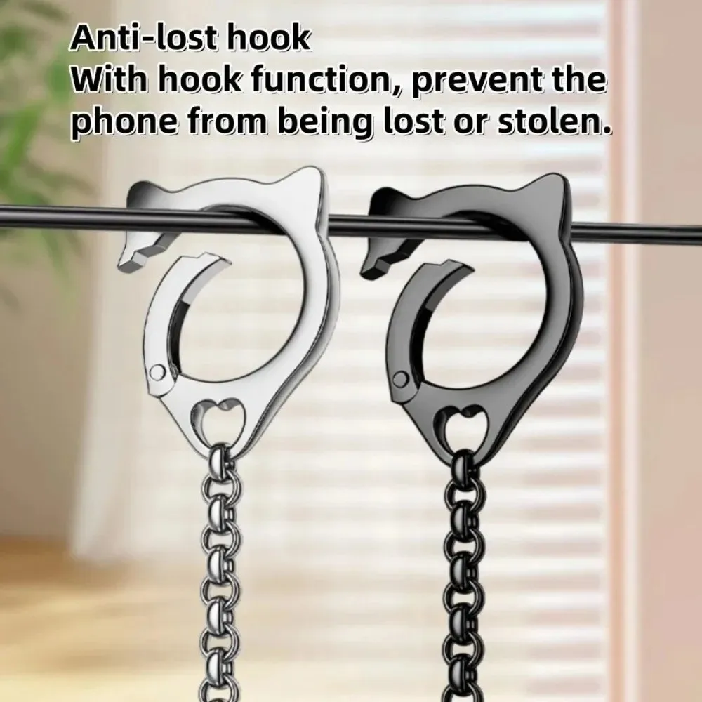 Cat Head Mobile Phone Hanging Rope Ring Buckle Metal Chain Cell Phone Strap Pendant Sturdy Mobile Phone Lanyard