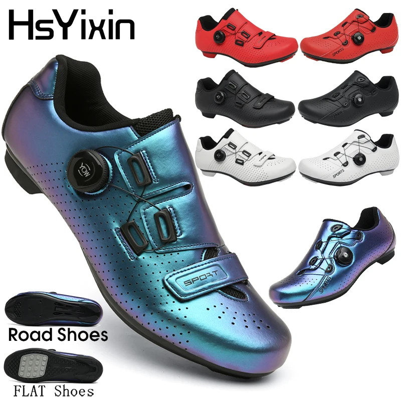 

Road Bike Cycling Shoes Men's Racing Self-Locking Speed Sneakers Women SPD Flat Bottom MTB Cleats Bicycle Footwear