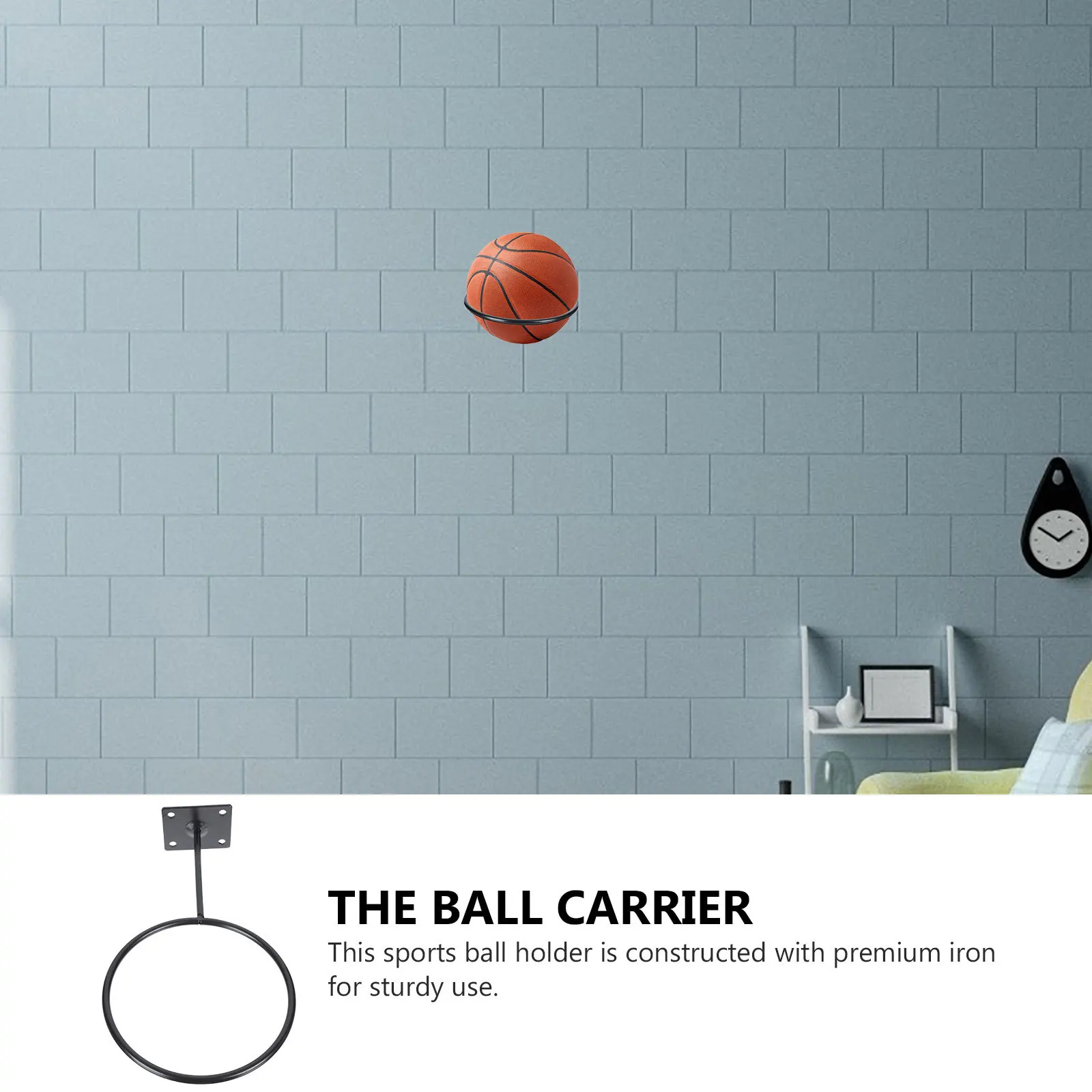 

2Pcs Wall Ball Holders Basketball Rack Iron Bracket Space Saving Home Storage Organizer Display Stand Basketball Storage Rack