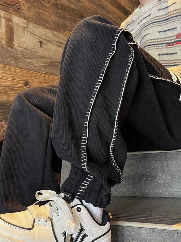 

Мужские зимние утепленные повседневные спортивные брюки свободного кроя с эластичным поясом, модные брендовые брюки-карго