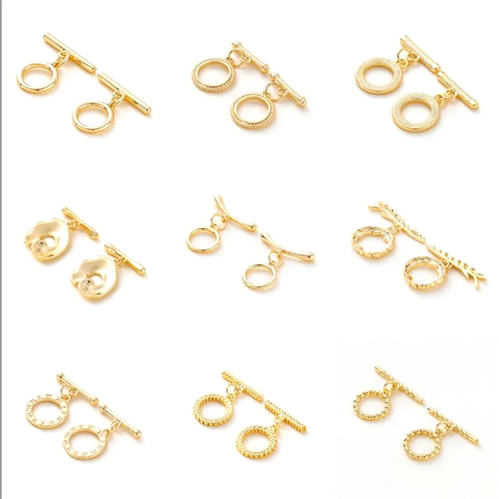 2-6Sets 14K/18K Gold Plated Brass OT Clasp Toggle Clasps Connector for DIY Bracelet Necklace Jewelry Making Findings Accessories