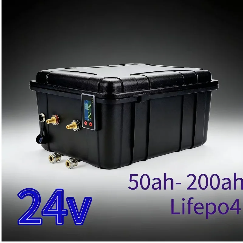 

Водонепроницаемая LiFePO4 батарея 24В 50Ач-200Ач с BMS и зарядным устройством 10А, идеально подходит для троллинговых моторов, лодок, каяков, морского и наружного применения.