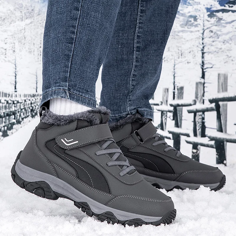 

Warm Fleece Lined Anti-Slip Winter Sports Shoes for Men and Women Comfortable Cotton Shoes Dad Step Boots Snow Boots High Top
