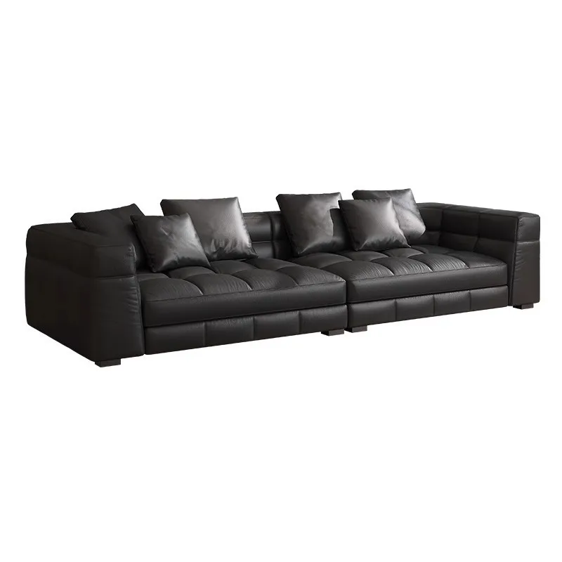

Leather sofa first layer cowhide combination Italian minimalist living room three