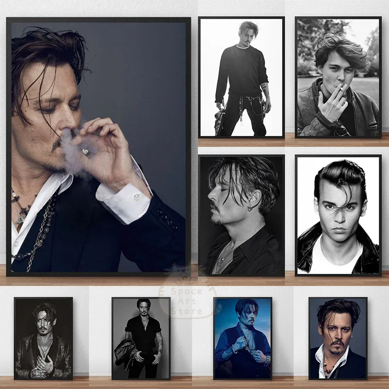 Modern Fashion Aesthetic Wall Art Actor Johnny Depp Famous Movie Star Canvas Poster Prints Home Bedroom Living Room Decoration