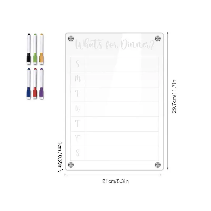 Limpar acrílico em branco Nota Board, Apagar seco, Calendário Planner, Nota Nota Glass Board, Frameless Board, portátil