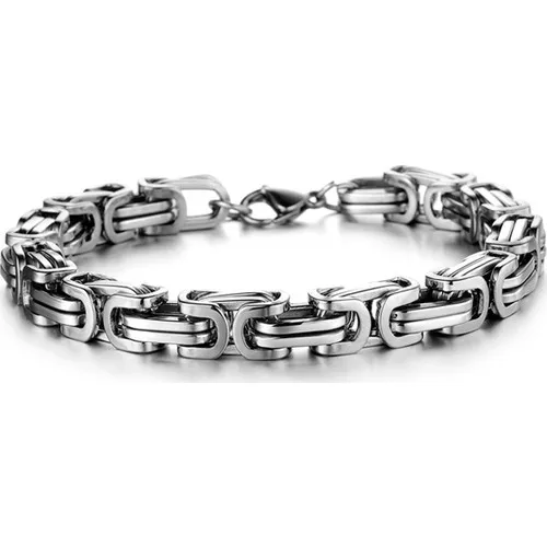 Chavin Thick King Model 8 Mm. Gray Steel Male Bracelet Df14Slv