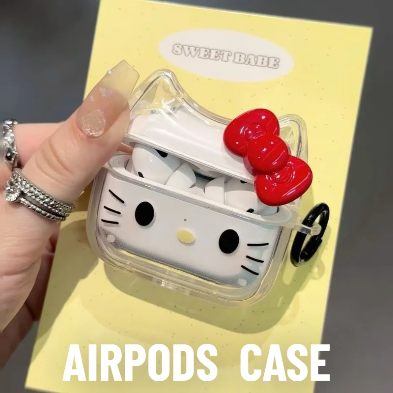 Hello Kitty Cover for Airpods 1 2 3 4 Earphone Coque Transparent Headset Case for Apple Airpod Pro Fundas Wireless Headphone Box