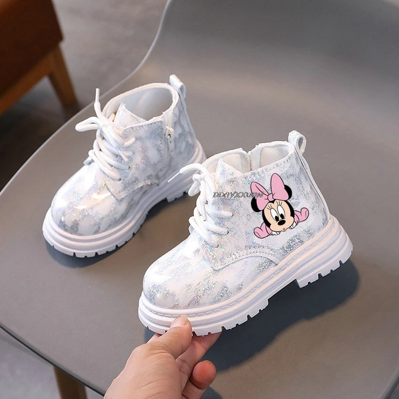 Spring Winter Kids Girl Cotton Snow Boots Princess Causal Shoes Cartoon Mickey Mouse Minnie Sneaker Children Toddler Martin Boot