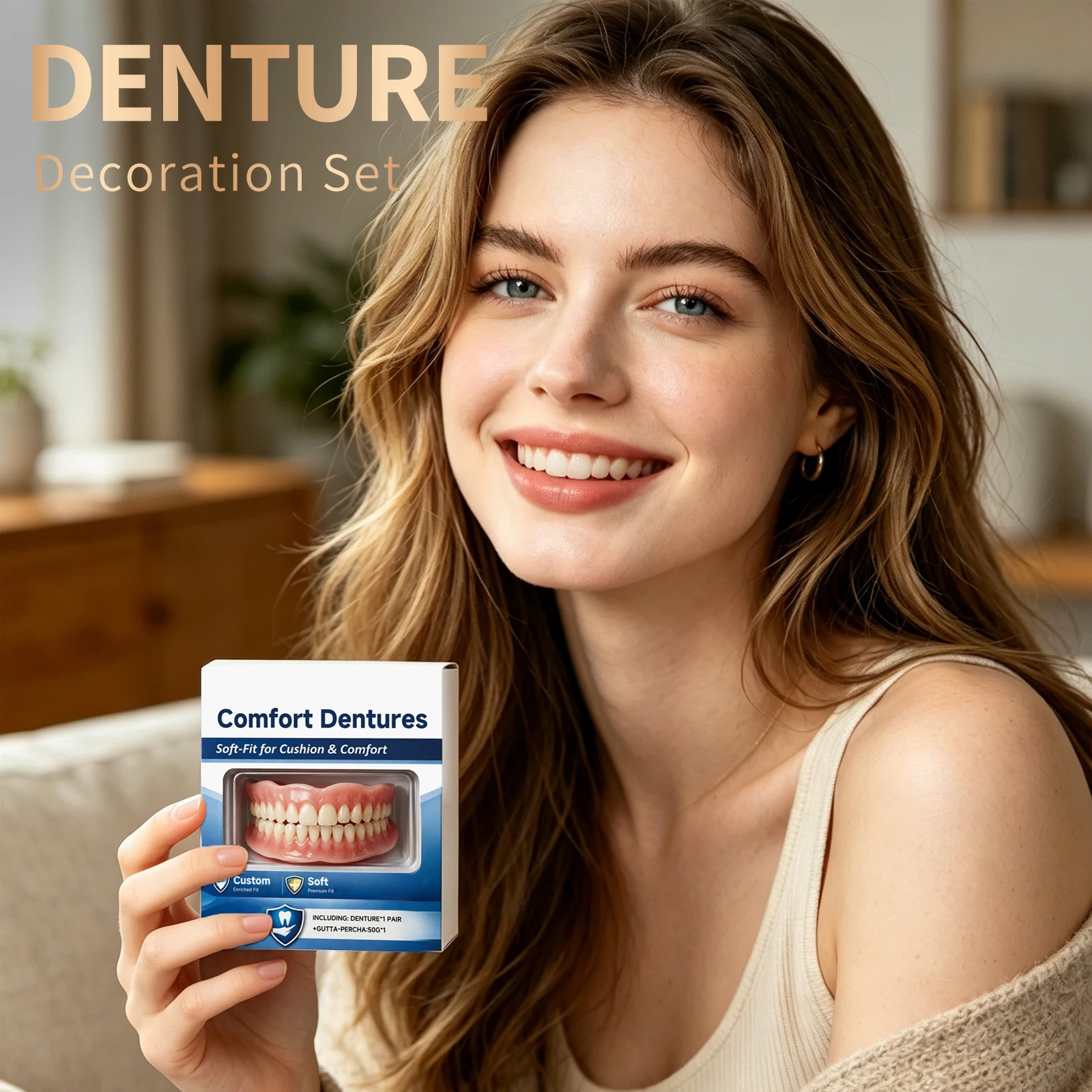 Denture Set With Gum For People With No Teeth Comfort Quick Fit Improve Confidence Easy To Use Natural DIY Temporary Denture Kit