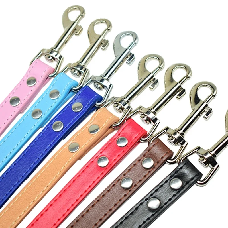 Solid Pu Leather Dog Leashes Small Pet Walking Leash Adjustable 47\'\' Dog Leads Puppy Pet Supplies Black Pink Red Blue Purple