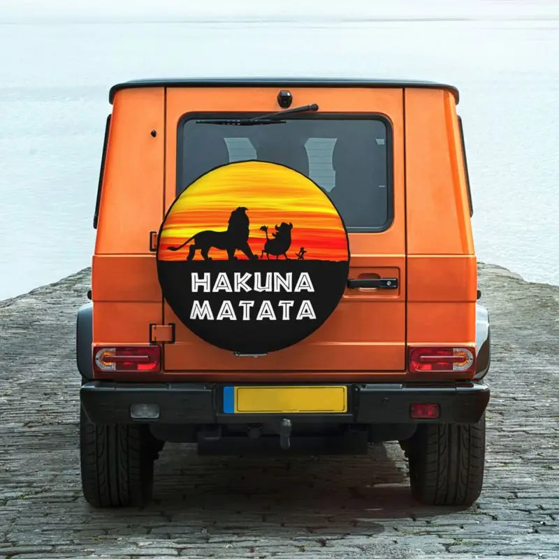 Custom Hakuna Matata Spare Tire Cover for Jeep Pajero Funny Timon Pumba SUV RV 4WD Car Wheel Protectors Accessories 14\