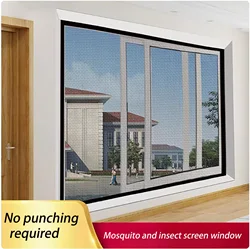 Preto auto-adesivo reutilizável janela mosquito net, tela de mosquito, pano puro, personalizável, lavável