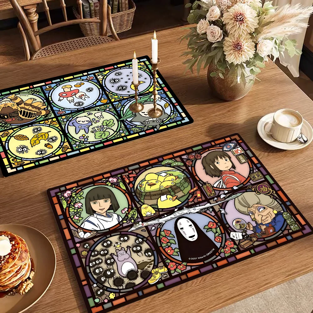 Tapete para platos de secado rápido de Anime Totoro sin rostro para hombre, vajilla de cocina impresa, almohadilla de drenaje para café, vajilla, taza, mantel individual para botella