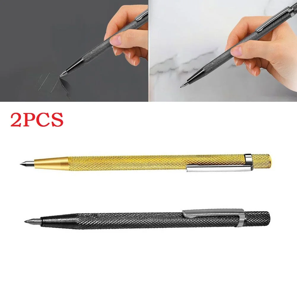 2PCS Ceramic Tile Cutter Pen Tungsten Carbide Tip Scriber Pen Marking Engraving Pen Wood Carving Metalworking Knife Scriber