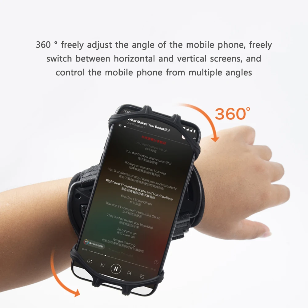 

360 Degree Rotation Phone Holder Bracelet Wearable Armband Wrist Case Adjustable Phone Wrist Bag Removable for Running Cycling