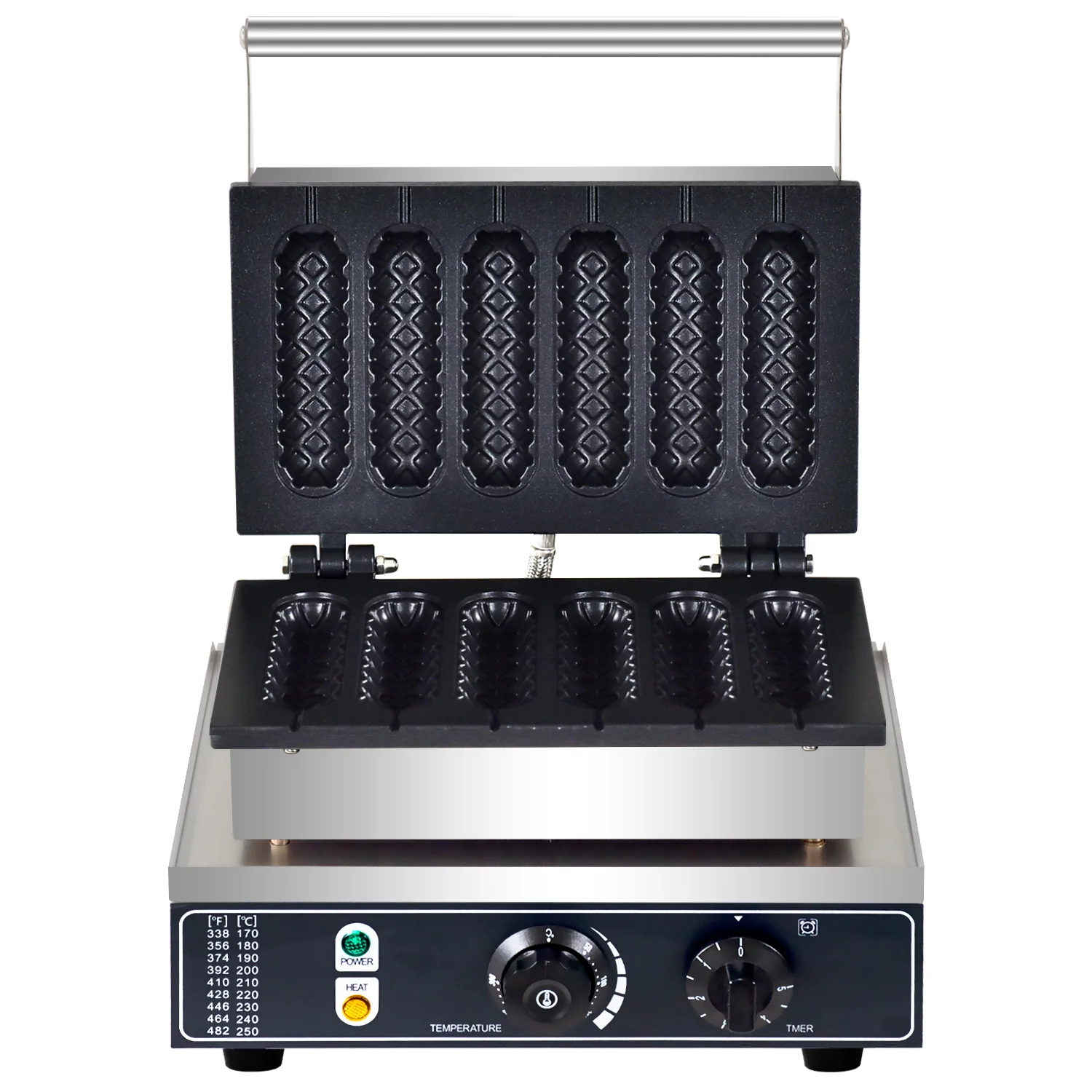 ماكينة صنع الوافل الكهربائية التجارية ماكينة هوت دوج الذرة المقرمشة ماكينة صنع الوافل غير لاصقة ماكينة سجق الكعك الفرنسية