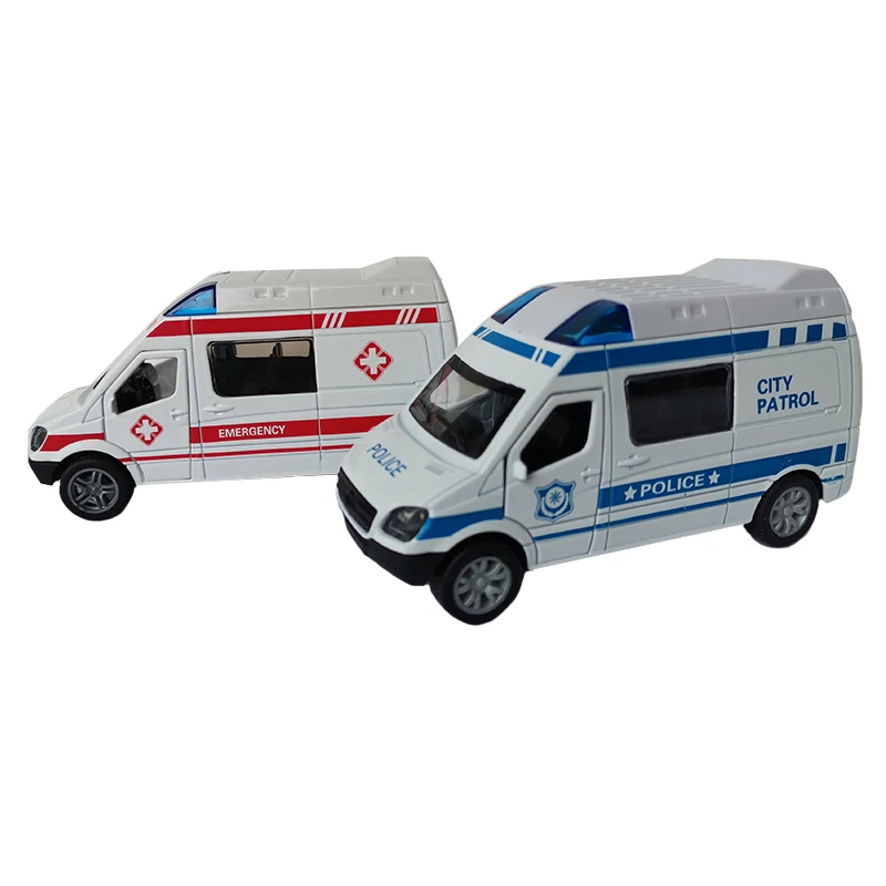 Boys Ambulance Modle Toy Car Metal Shell 1 :32 Acousto-optic Patrol Wagon Children Gift