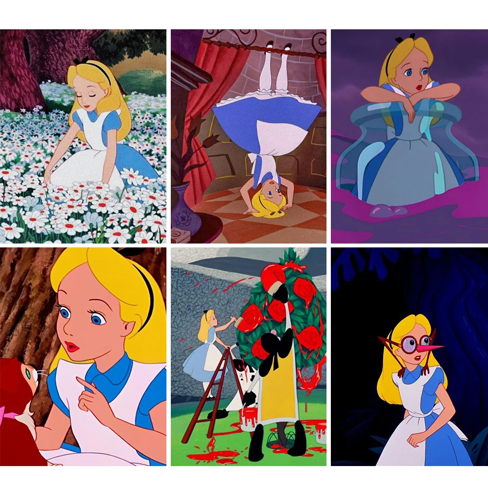 Alice In Wonderland Diamond Painting 5D Disney Diamond Mosaic Cartoon Alice Rhinestone Picture Full Drill Home Decor