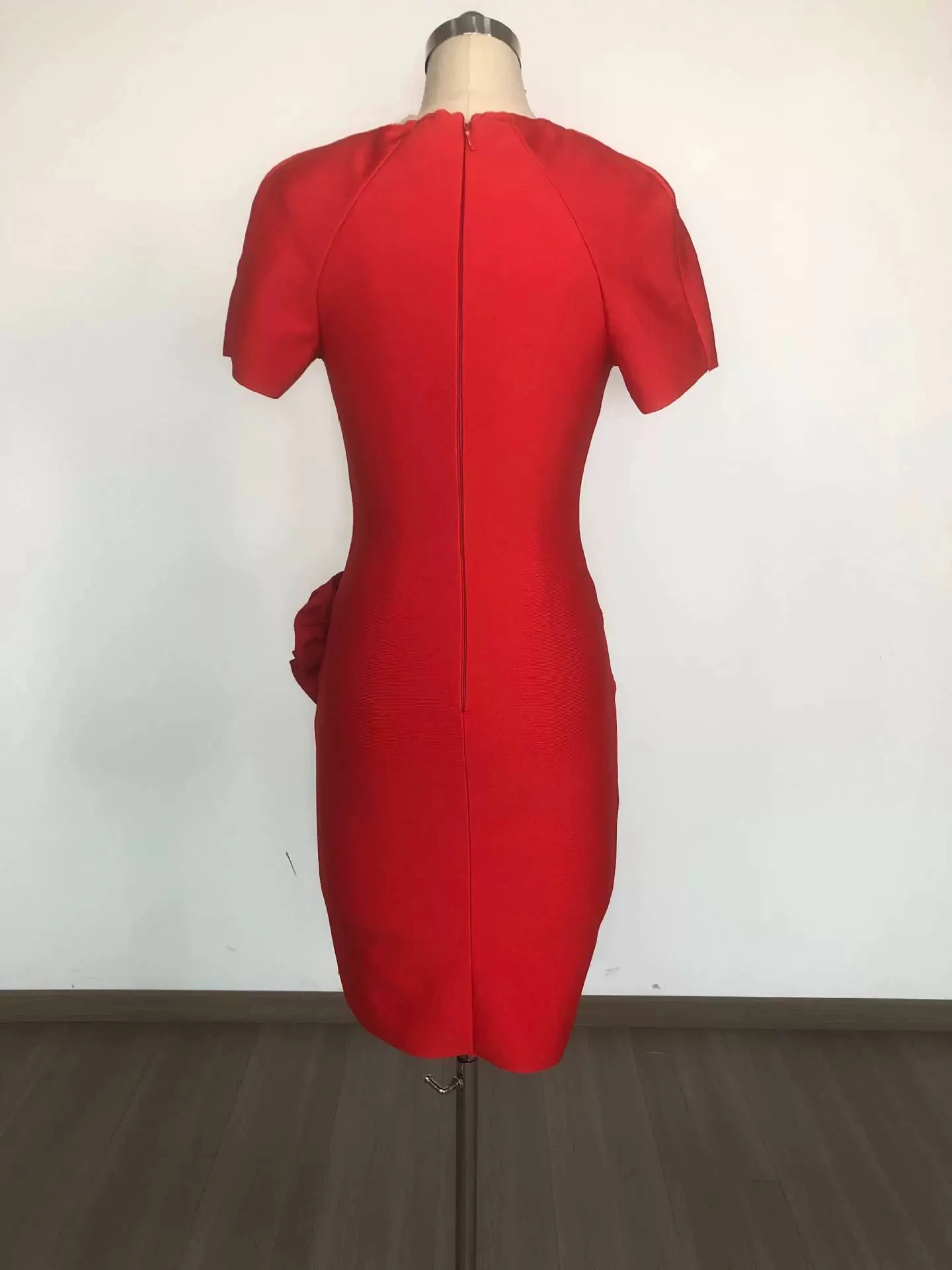 Rode Franse driedimensionale bloemenjurk buitenlandse handel feest hippe rok korte Europese en Amerikaanse jurk-GZXX1420