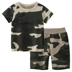 Kids Clothes Set For Baby Boys Camouflage Tops Pants 2PCS Short Sleeve Cotton Costume Tracksuit Outfits Set 2024 Summer